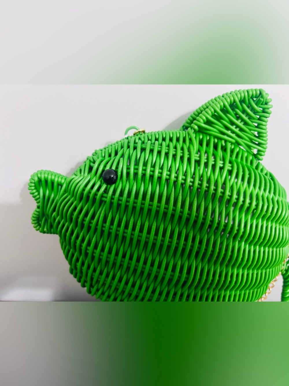 Tommy Bahama Viral Green Fish Woven Straw Novelty Bag Tropical Summer NWT - Picture 2 of 6